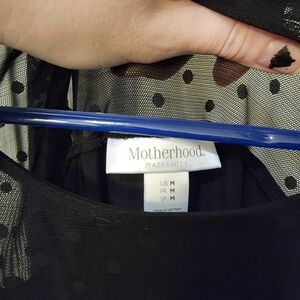 Motherhood Maternity Long Sleeve Black Formal Lacy Mesh Dress Size M